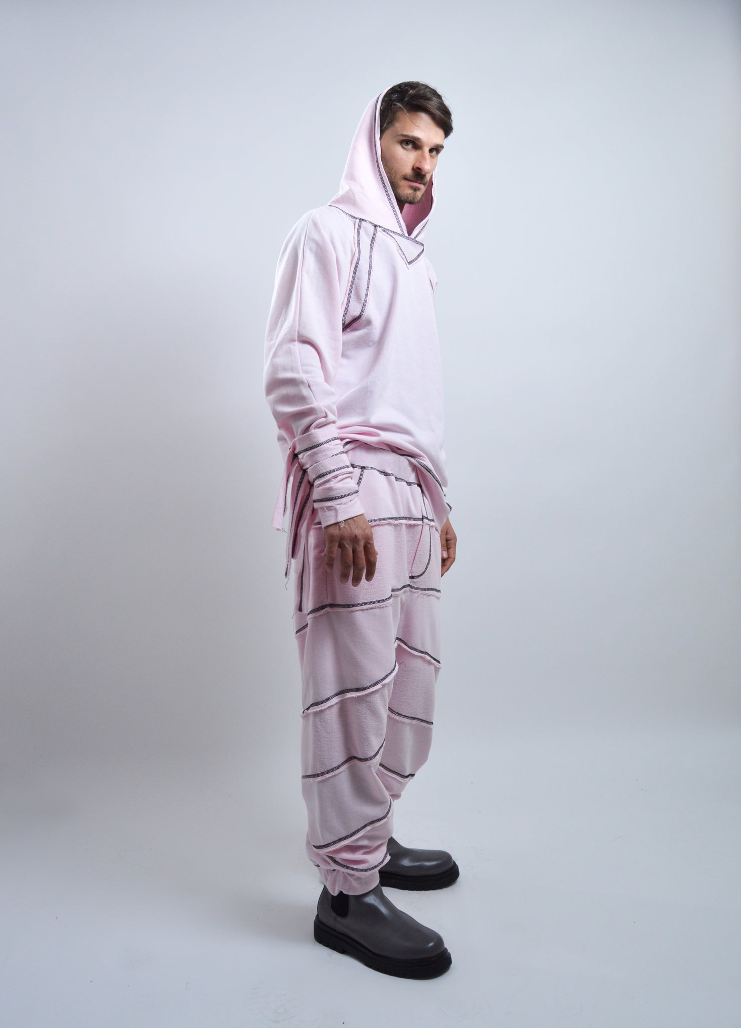 Pantalon Jogger de punto rosa multipiezas